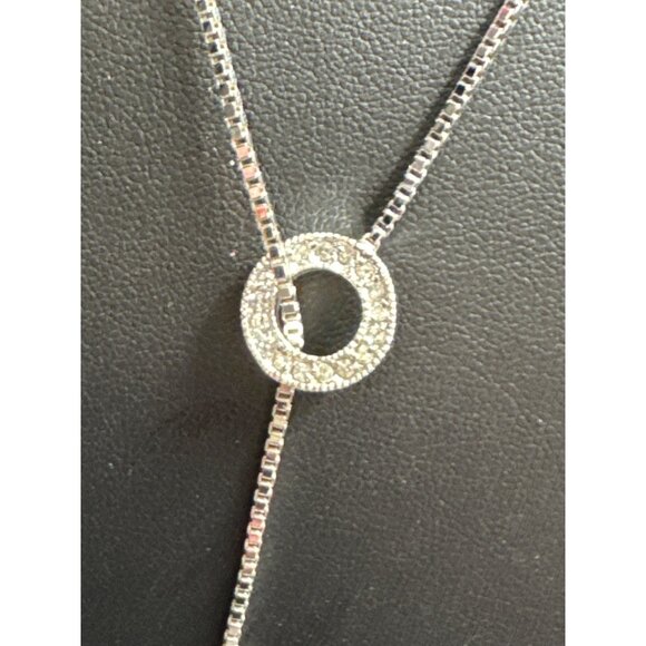 Elegant Silver Tone Lariat Love Knot Necklace With Crystal Accents - Picture 4 of 7